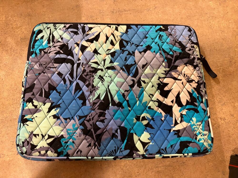 Vera Bradley quilted cotton laptop or tablet sleeve in "Camofloral" pattern